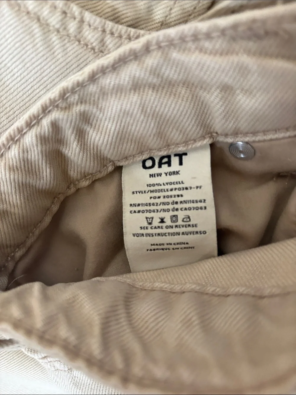 NWT Oat New York High Rise Mini Flare Jeans in Light Beige Size 10/30